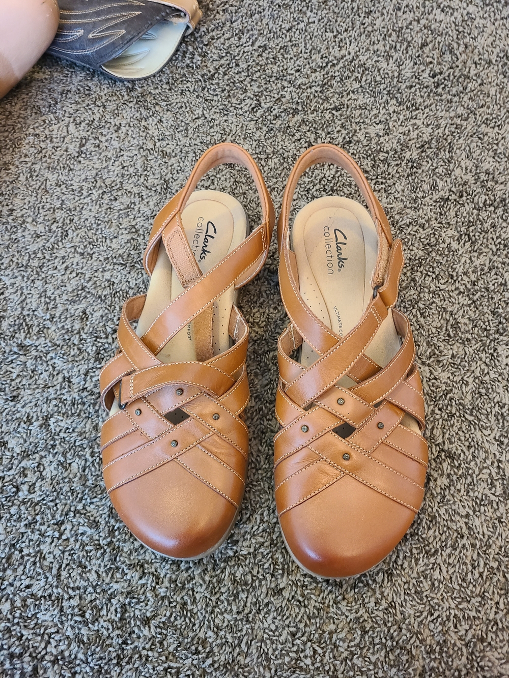 Clarks Women's Tan Leather Slingback Sandals NEVER WORN